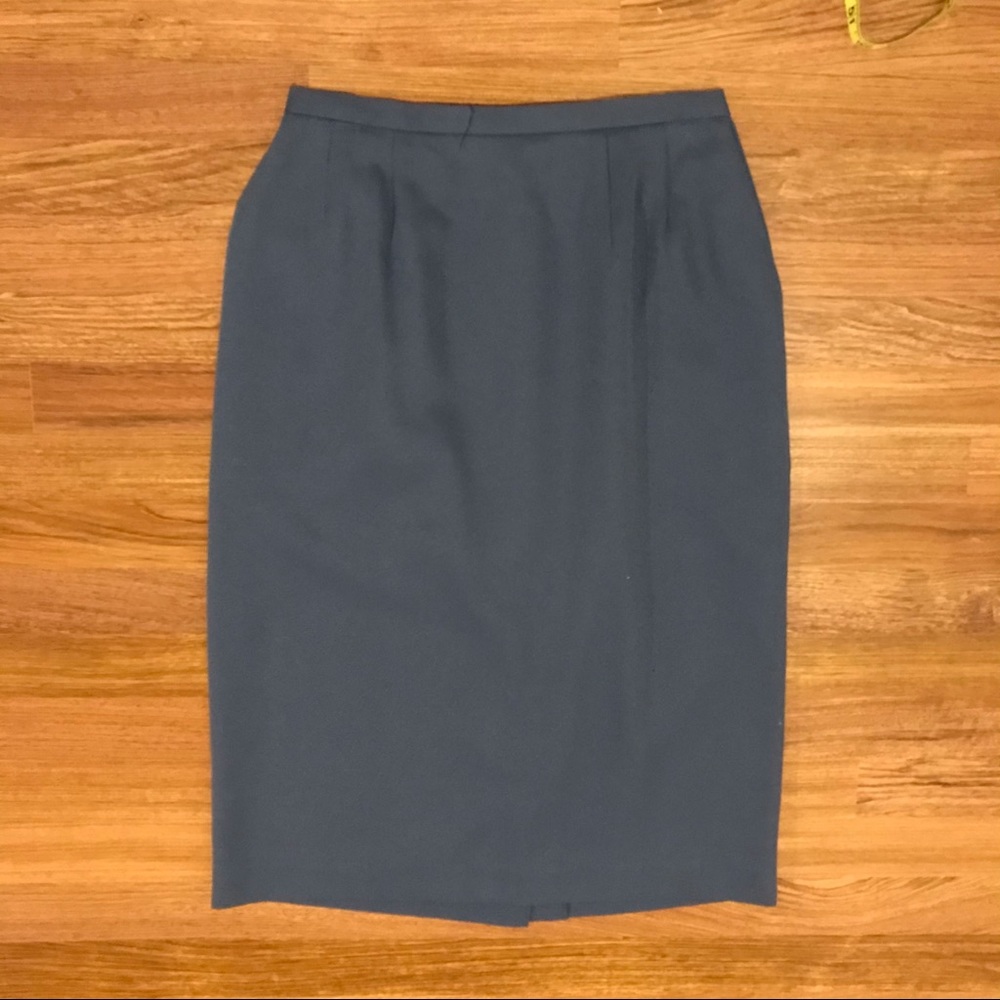 Gray blue wool blend vintage midi skirt by Koret